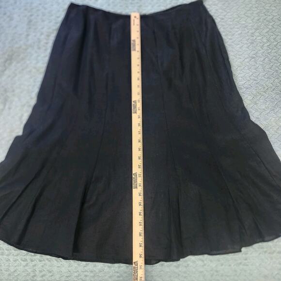 Lauren Ralph Lauren Black 100% Linen Midi Flared A Line Skirt 14W - Picture 6 of 11